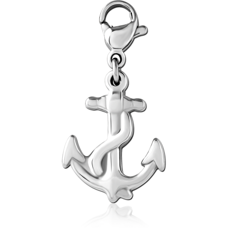 SURGICAL STEEL DANGLE CHARM WITH LOBSTER CLASP ANCHOR WITH ROPE