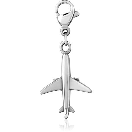 316L SURGICAL STEEL CHARM AIRPLANE WITH LOBSTER CLASP