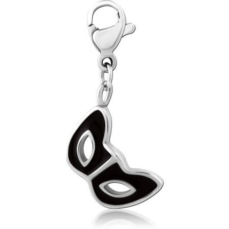 316L SURGICAL STEEL CHARM BLACK MASK WITH LOBSTER CLASP
