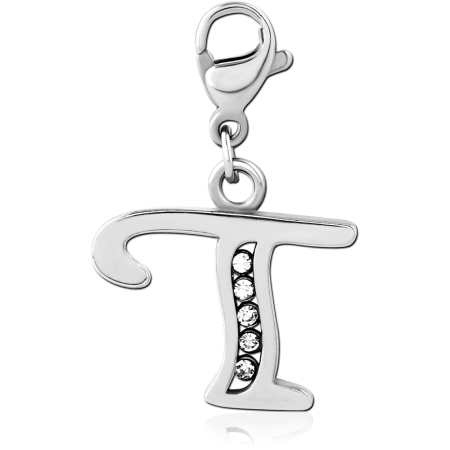 SURGICAL STEEL JEWELED CHARM WITH LOBSTER LOCKER