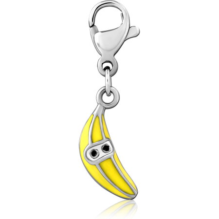 SURGICAL STEEL JEWELED CHARM WITH LOBSTER LOCKER - BANANA
