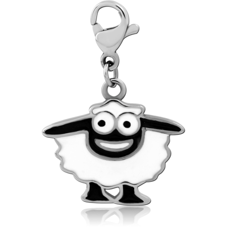 SURGICAL STEEL CARTOON SHEEP CHARM WITH LOBSTER CLASP
