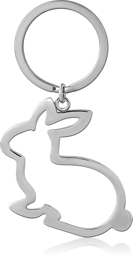 316L SURGICAL STEEL CHARM RABBIT SILHOUETTE OUTLINE WITH HOOP RING