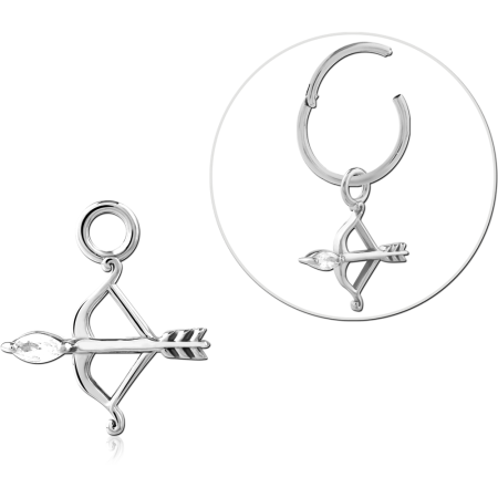 STERLING SILVER 925 SLIDING CHARM BOW AND ARROW MARQUISE GEM DETAIL