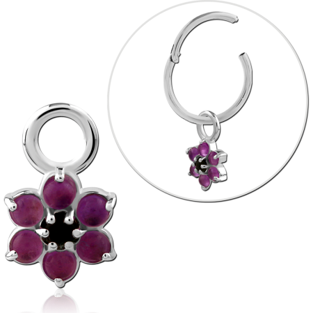 STERLING SILVER 925 SLIDING CHARM JEWELED FLOWER CLUSTER