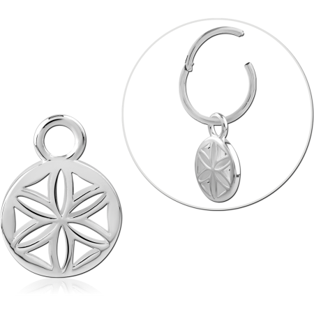 STERLING SILVER 925 SLIDING CHARM STARBURST ROUND DISC