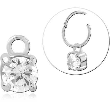 STERLING SILVER 925 SLIDING CHARM ROUND PRONG SET GEM