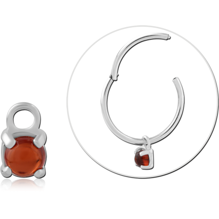 STERLING SILVER 925 SLIDING CHARM ROUND CABOCHON GEM
