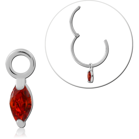 STERLING SILVER 925 SLIDING CHARM MARQUISE CUT GEM