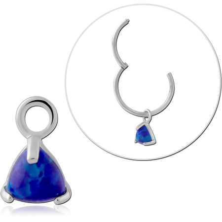 STERLING SILVER 925 CHARM TRIANGLE OPAL CABOCHON DANGLE WITH LOOP BAIL