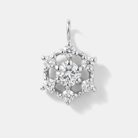 STERLING SILVER 925 CHARM HEXAGON SNOWFLAKE WITH CLEAR GEM CLUSTER DANGLE