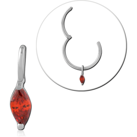 STERLING SILVER 925 CHARM MARQUISE CUT RED GEM DANGLE PRONG SET