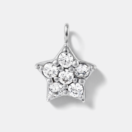 STERLING SILVER 925 CHARM STAR CLUSTER CLEAR GEMS DANGLE PRONG SET