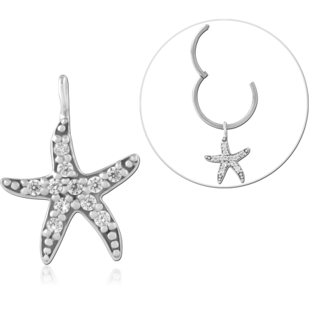 STERLING SILVER 925 CHARM STARFISH CLUSTER CLEAR GEMS DANGLE PRONG SET