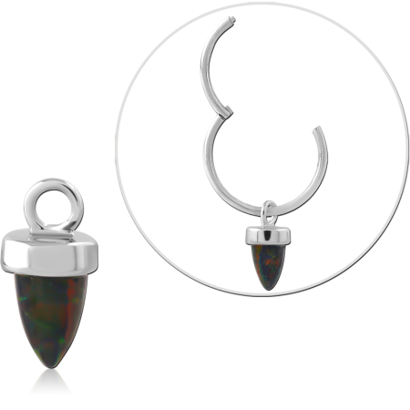 STERLING SILVER 925 CHARM OPAL SPIKE DANGLE SMOOTH CAP SETTING DROP