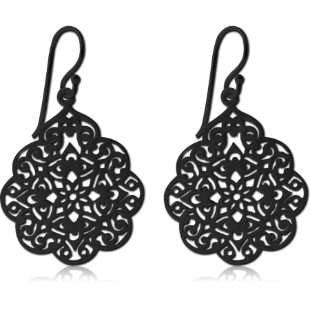 BLACK PVD COATED SURGICAL STEEL EARRINGS - BALI