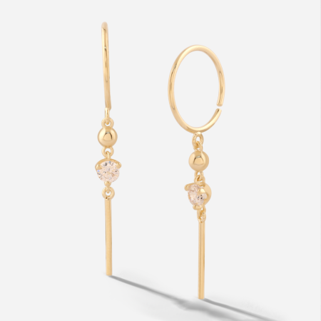 GOLD PLATED 18K STERLING SILVER 925 DANGLE EARRINGS BEAD HEART GEM BAR DROP