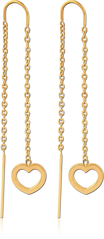 316L GOLD PVD COATED SURGICAL STEEL CHAIN EARRINGS PAIR