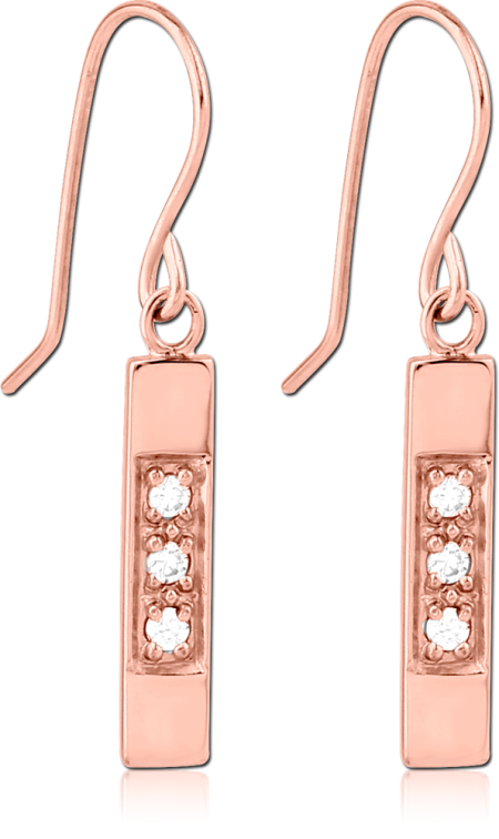 ROSE GOLD PVD COATED SURGICAL STEEL JEWELED EARRINGS - RHOMBUS