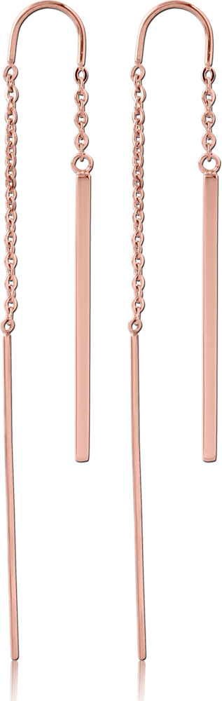 ROSE GOLD PVD COATED SURGICAL STEEL CHAIN EARRINGS PAIR - HANGING BARS