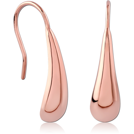 ROSE GOLD PLATED STERLING SILVER 925 DANGLE EARRINGS POLISHED TEARDROP