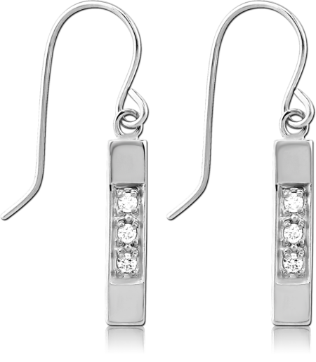 SURGICAL STEEL JEWELED EARRINGS - RHOMBUS