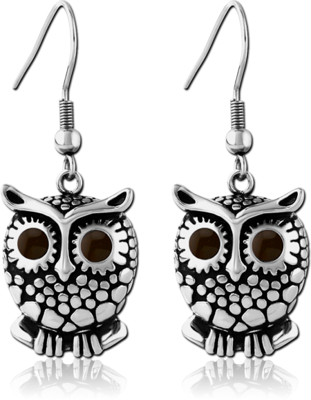 SURGICAL STEEL EARRINGS WITH ENAMEL - OWL