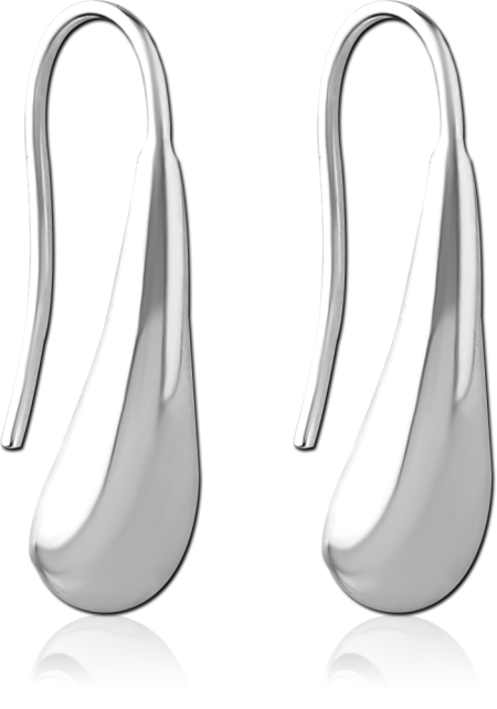 SURGICAL STEEL DANGLE EARRINGS SLEEK POLISHED TEARDROP DROP MINIMALIST DESIGN