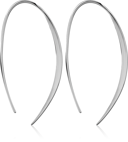 SURGICAL STEEL THREADER EARRINGS LONG OPEN ARC SLEEK MINIMALIST DESIGN