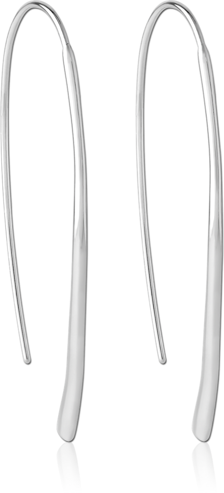 316L SURGICAL STEEL THREADER EARRINGS SLEEK LONG ARC MINIMALIST POLISHED PAIR