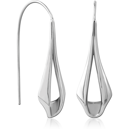 SURGICAL STEEL DANGLE EARRINGS SCULPTED OPEN TEARDROP DROP