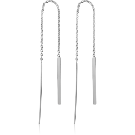 SURGICAL STEEL THREADER EARRINGS CHAIN WITH BAR DROPS