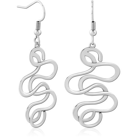 SURGICAL STEEL DANGLE EARRINGS ABSTRACT WAVY SWIRL