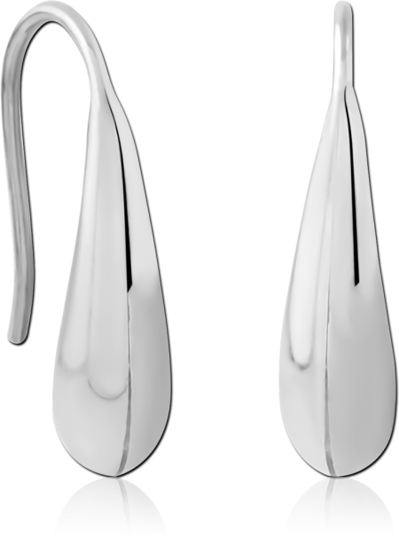 SURGICAL STEEL DANGLE EARRINGS POLISHED TEARDROP SLEEK LONG DROP PAIR