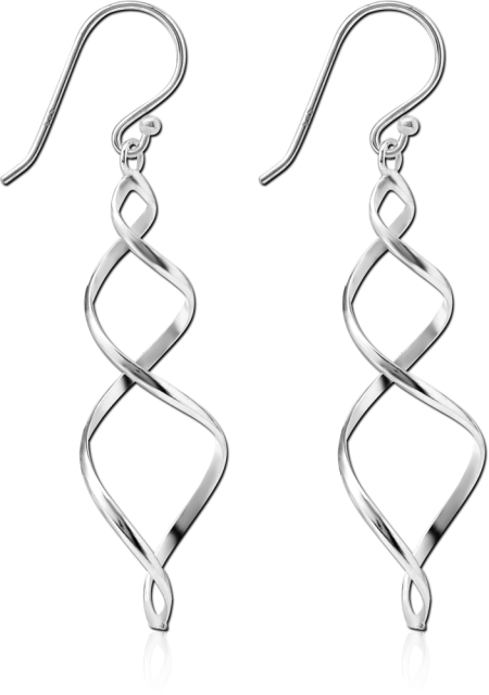 STERLING SILVER 925 DANGLE EARRINGS OPEN TWIST SPIRAL RIBBON DROP
