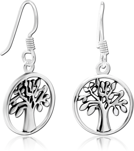 STERLING SILVER 925 EARRINGS PAIR - TREE OF LIFE