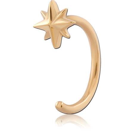 316L GOLD PVD 18K COATED SURGICAL STEEL OPEN HOOP EARRING STARBUST STAR