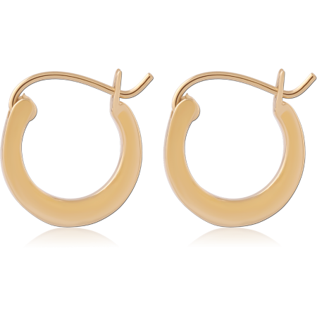 GOLD PVD 18K COATED SURGICAL STEEL HOOP EARRINGS CLASSIC ROUND PAIR