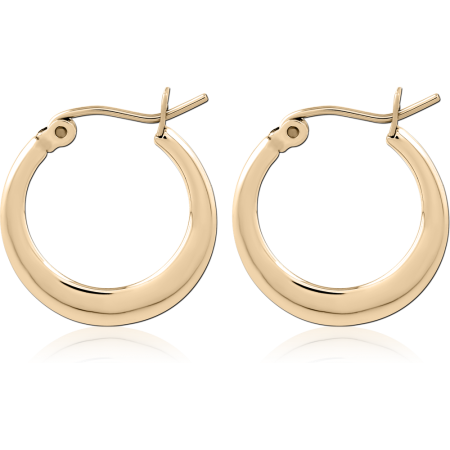 GOLD PVD 18K COATED SURGICAL STEEL HOOP EARRINGS POLISHED ROUND PAIR