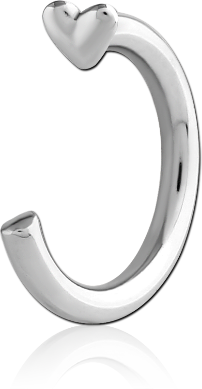 316L SURGICAL STEEL OPEN HOOP EARRING HEART END