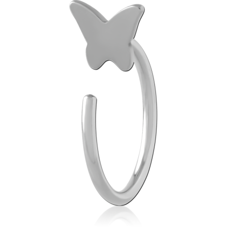 316L SURGICAL STEEL OPEN HOOP EARRING BUTTERFLY END