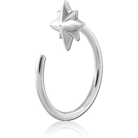 316L SURGICAL STEEL OPEN HOOP EARRING WITH STAR CHARM POLISHED