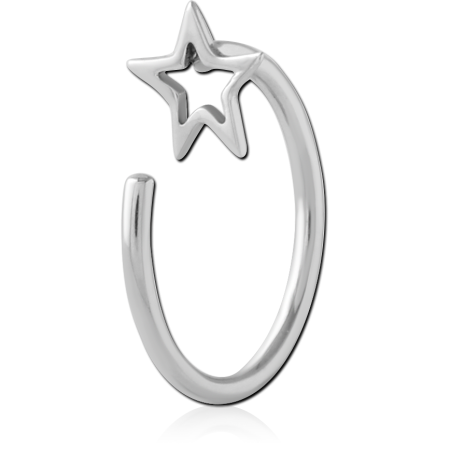 316L SURGICAL STEEL OPEN HOOP EARRING HOLLOW STAR OUTLINE MINIMAL DESIGN