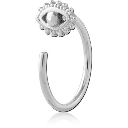 316L SURGICAL STEEL OPEN HOOP EARRING ORNATE EYE BEADED BORDER