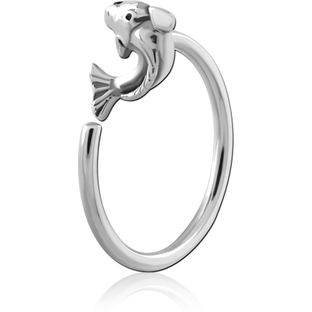 316L SURGICAL STEEL OPEN HOOP EARRING DOLPHIN FIGURE DESIGN