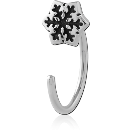 316L SURGICAL STEEL OPEN HOOP EARRING WITH DETAILED SNOWFLAKE