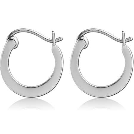 316L SURGICAL STEEL HOOP EARRINGS SMOOTH ROUND TAPERED BOTTOM POLISHED FINISH