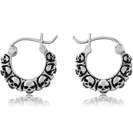 316L SURGICAL STEEL HOOP EARRINGS SKULL PATTERN