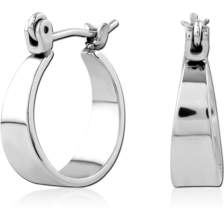 316L SURGICAL STEEL HOOP EARRINGS TAPERED FLAT EDGE POLISHED FINISH