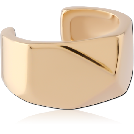 GOLD PVD 18K COATED SURGICAL STEEL EAR CUFF WIDE FACETED BAND